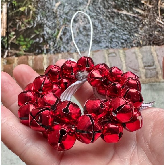 Vintage 90's Jingle Bells Ornament Red Christmas Hand Painted Metal New … - Picture 12 of 12